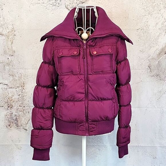 Arizona Jean Co puffer jacket in burgundy Juniors size M - Picture 1 of 13